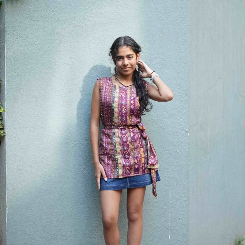 Maroon Short Kurti with belt