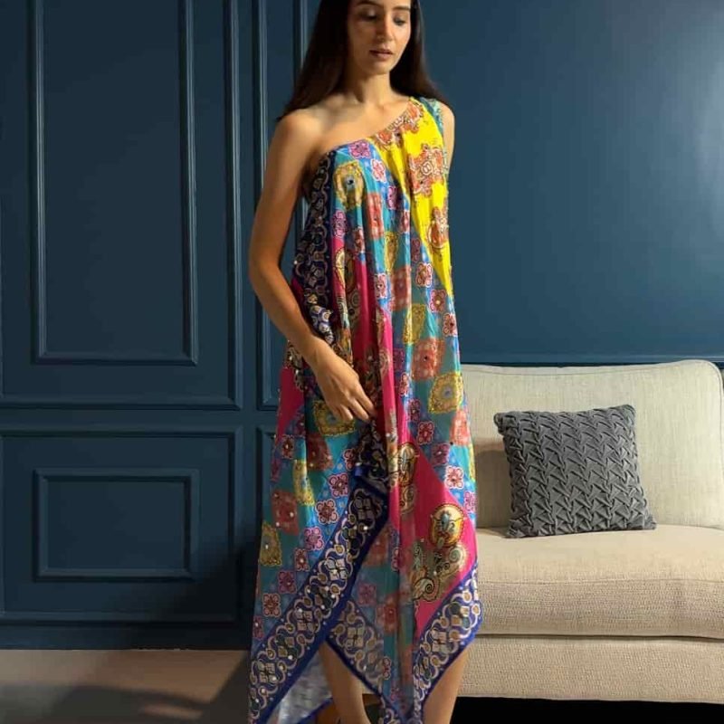 One shoulder dress (Blue)