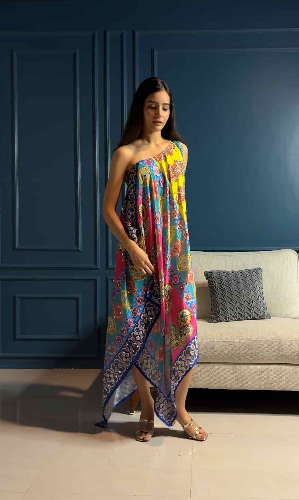 One shoulder dress (Blue)