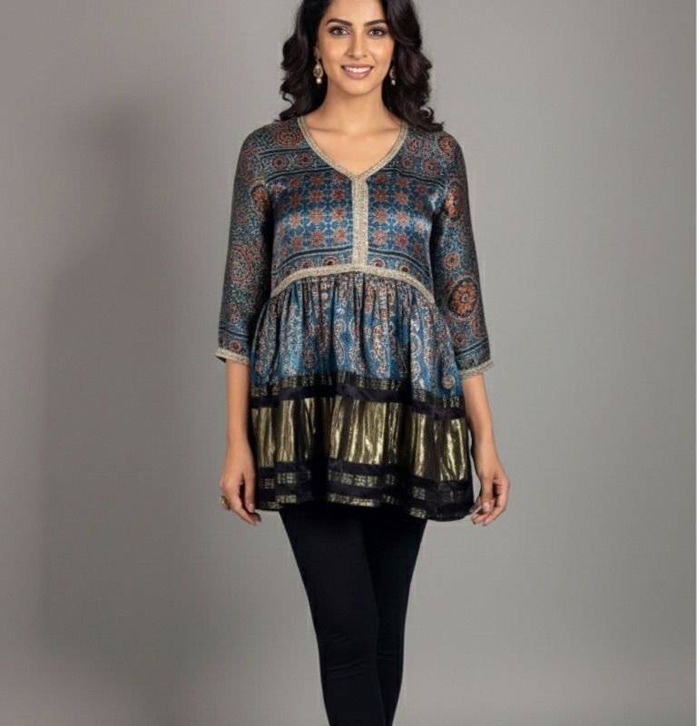 Ajrakh Tiered Kurti