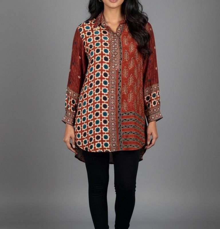 Ajrakh Patchwork top