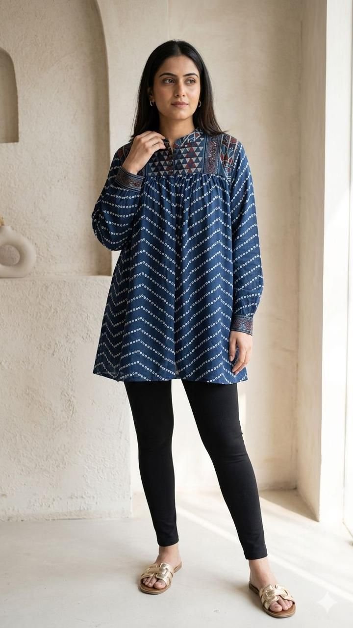 Indigo Fusion Ajrakh & Bandhani Tunic