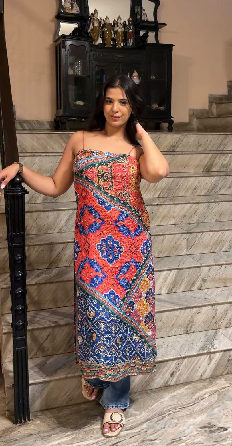 Multi-Print Strappy Dress