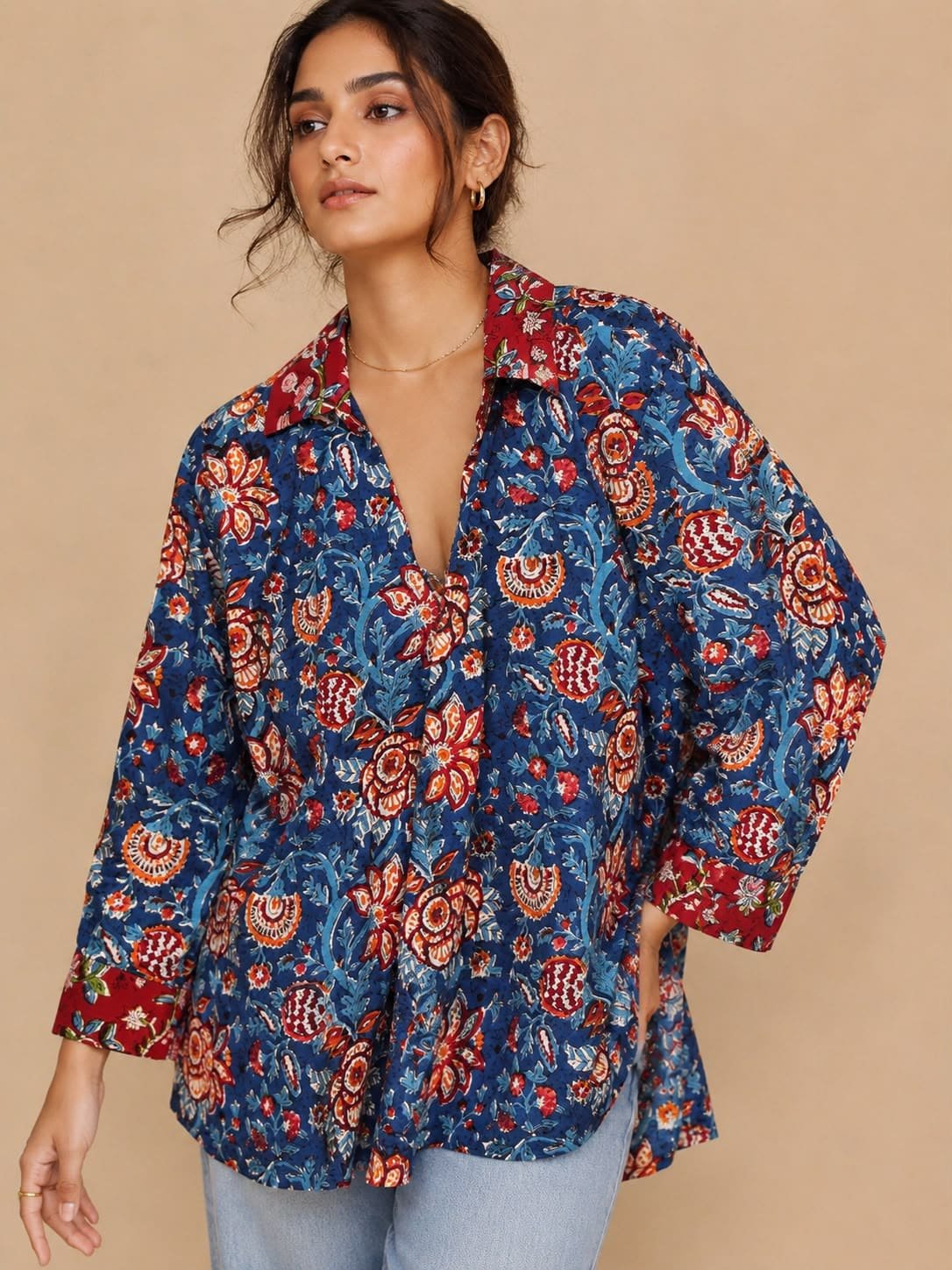 Navy Floral Shirt